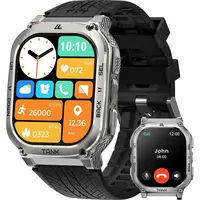 KOSPET Smartwatch herren mit Telefonfunktion,60+ Tage Lange Akkulaufzeit, 5ATM Wasserdicht, mit 1.96 AMOLED Always-on Display, KI Sprachassistent Android IOS