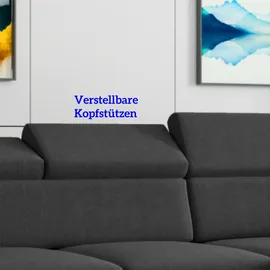 m-punkt Ecksofa TOKIO mit Bett und Bettkasten Sofa/Schlafsofa - Schwarz