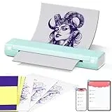 Itari M08F Tattoo Drucker, Thermodrucker Tattoo für A4 Papier mit 10pcs Tattoo Papier, Tattoo Printer Tattoo Stencil Drucker Bluetooth mit IPad & Phone & PC, Grün