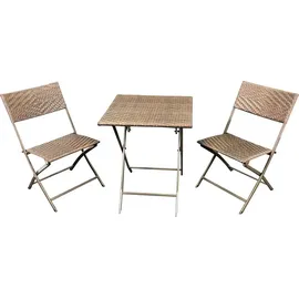 FRG Bistroset 3-teilig, Polyrattan braun bicolor
