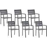 Beliani Gartenstuhl Kunstholz/Aluminium schwarz 6er Set