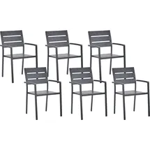 Beliani Gartenstuhl Kunstholz/Aluminium schwarz 6er Set