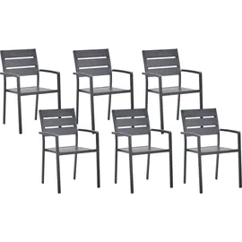 Beliani Gartenstuhl Kunstholz/Aluminium schwarz 6er Set