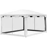 Gartenpavillon, 4 X 3 M, Mit Moskitonetz Und 2 Eingängen, Aus Metall Und Pe, Schwarz-weiß
