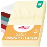 DarymexSpannbettlaken, Baumwoll-Satin, 180x200 cm, bis 20 cm, Creme