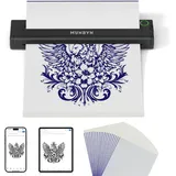MUNBYN Tattoo Drucker Bluetooth, Stencil Drucker, Tattoo Printer Thermodrucker mit 20 Blatt A4 Transferpapier, Kompatibel mit Android iOS macOS Windows, ITP05, Schwarz