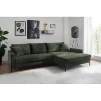 trends by hg Ecksofa »Summer L-Form« in Cord-Stoff mit Metallfuß, grün