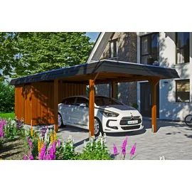 SKANHOLZ Skan Holz Carport Wendland mit Abstellraum 362 x 870 cm mit Aluminiumdach