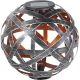 Trendline LED Solarkugel Metall 18 cm mit Erdspieß grau/silber