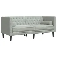 vidaXL Chesterfield-Sofa mit Nackenrollen 2-Sitzer Hellgrau Samt