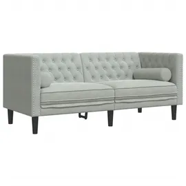 vidaXL Chesterfield-Sofa mit Nackenrollen 2-Sitzer Hellgrau Samt