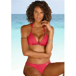 Triangel-Bikini BRUNO BANANI, Damen, Gr. 34, Cup B, rot, Polyamid, Bikini-Sets, mit Zierbändern
