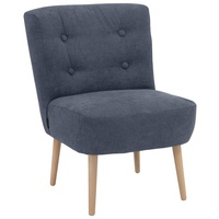 loving HOME lovingHome® Sessel Fiola Velours blau Polstersessel Stuhl Relaxsessel Füße Buche natur mittlere Sitzhärte