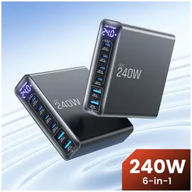 TECH-PROTECT Tech Protect DC240W GaN Ladestation mit 6 Anschlussen 4 x – Schwarz