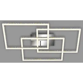 Briloner LED Deckenleuchte Frame 80 cm, alu chrom, Glitzereffekt