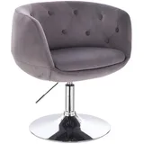 Svita Panama Retro Loungestuhl Cocktailsessel Grau Samt-Optik Tellerfuß Barstuhl