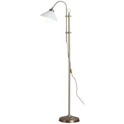 LED Bogen Steh Lampe höhenverstellbar Schalter Stand Leuchte Altmessing Beleuchtung Antik Vintage