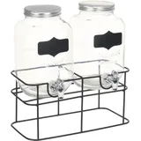 vidaXL Getränkespender 2 Stk. mit Ständer 2 x 4 L Glas