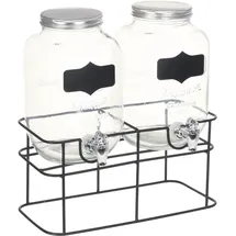 vidaXL Getränkespender 2 Stk. mit Ständer 2 x 4 L Glas