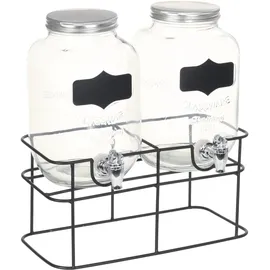 vidaXL Getränkespender 2 Stk. mit Ständer 2 x 4 L Glas