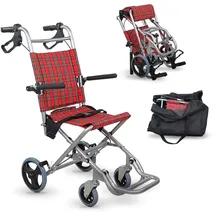 Mobiclinic Transitrollstuhl Neptuno Aluminium klappbar rot mit Sicherheitsgurt