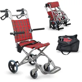 Mobiclinic Transitrollstuhl Neptuno Aluminium klappbar rot mit Sicherheitsgurt