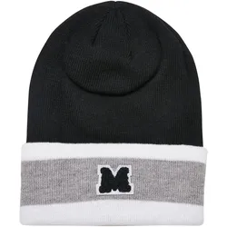 Beanie URBAN CLASSICS "Urban Classics Unisex College Team Beanie", Damen, Gr. one size, schwarz-weiß (schwarz, erdgrau, weiß), Kunstfaser, Mützen