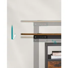 Songmics Höhenverstellbarer Schreibtisch 160 x 60 cm Vintagebraun/Mattschwarz