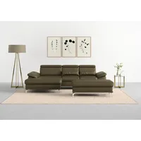 Ecksofa SIT & MORE "Cabrio L-Form, B: 295 cm, mit Sitztiefen-, Arm- & Kopfteilverstellung", grün (olive), B:295cm H:87cm T:180cm, Sofas, Ecksofa, 2 Nierenkissen, Federkern, optional Bettfunktion und Stauraum