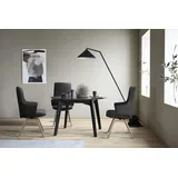 Polsterstuhl STRESSLESS "Laurel", schwarz (schwarz batick, eiche natur), B:58cm H:105cm T:60cm, Leder BATICK: BATICK ist ein leicht korrigiertes, durchgefärbtes und genarbtes Möbelleder, bei dem die meisten Unebenheiten und Spuren in der Regel entfernt wurden., Stühle, Polsterstuhl, High Back mit Armlehne, Größe L, mit schräggestellten Beinen in Eiche