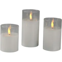 LED-Kerze AM DESIGN, weiß, Ø:7,50cm, Kunststoff, Kerzen, mit beweglicher LED-Flamme, weiß
