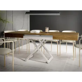 WFL GROUP Couchtisch Cavetta U Braun Eiche 120-200 x 80 x 27-76 cm