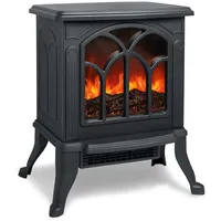 UISEBRT Elektrokamin Elektrischer Kamin mit Flammeneffekt Kaminofen LED Heizung 750W/1500W Standkamin Heizgerät schwarz