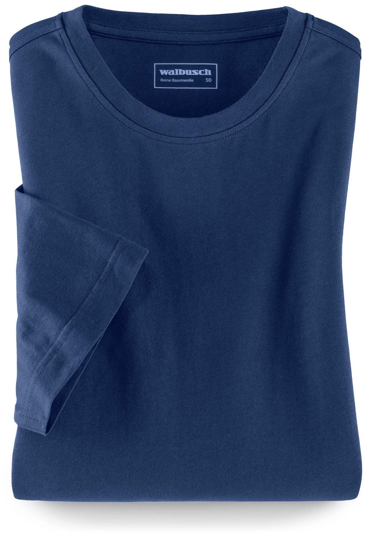 Walbusch Herren T Shirt Rundhalsausschnitt einfarbig Blau 52