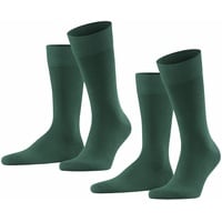 Falke Herren Socken Happy 2-Pack M SO Baumwolle einfarbig 2 Paar, Grün (Hunter Green 7441), 47-50