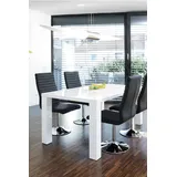 SalesFever Essgruppe, 5 tlg. 180 x 90 cm | Bezug Kunstleder-Optik Schwarz, Gestell | Tisch Weiß | 393413