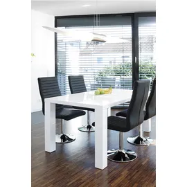 SalesFever Essgruppe, 5 tlg. 180 x 90 cm | Bezug Kunstleder-Optik Schwarz, Gestell | Tisch Weiß | 393413