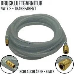 6 mm PVC Druckluft Pressluft Luft Kompressor Garnitur Schlauch transparent - PN ...