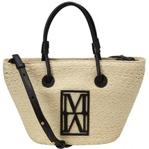 Marc O'Polo Shopper "mit edlen Echtleder-Details", Damen, Gr. B/H/T: 34cm x 22cm x 9cm, light raffia, Papierstroh, unifarben, Taschen Shopper