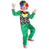 dressforfun Clown-Kostüm Jungenkostüm Clown Freddy, Satin-Glanz-Hose mit Gummizug grün 128 (7-8 Jahre) | 128 (7-8 Jahre)