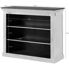 MASSIVMOEBEL24.DE Regal Mango / Akazie 120x45x100 weiß gewachst CASTLE-ANTIK #109
