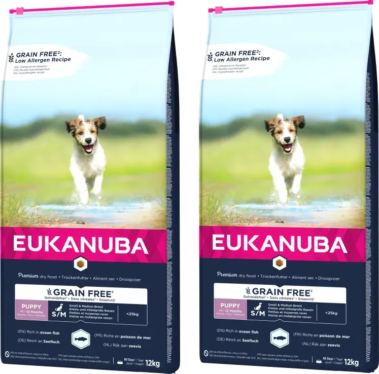 EUKANUBA Puppy&Junior Small/Medium getreidefrei 2x12kg (Rabatt für Stammkunden 3%)