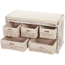 Mendler Kommode und Sitzbank mit 5 Schubladen 45 x 77 x 36 cm Weiß