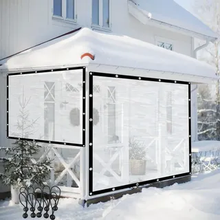 Outdoor Wetterfeste Vorhänge Transparent Pergola Pavillon Seitenwände PVC Plane Seitenteile mit Ösen, für Garten Terrasse Veranda Balkon (Color : Clear, Size : 1.8x3m(5.9x9.84ft))