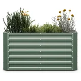 Blumfeldt High Grow Straight Hochbeet 120x60x60 cm Stahl-Wellblech Einfacher Aufbau Rostfrei Rechteckig Dunkles Moosgrün