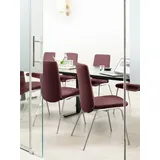 Polsterstuhl STRESSLESS "Laurel", rot (bordeaux batick, chrom matt), B:57cm H:92cm T:59cm, Leder BATICK: BATICK ist ein leicht korrigiertes, durchgefärbtes und genarbtes Möbelleder, bei dem die meisten Unebenheiten und Spuren in der Regel entfernt wurden., Stühle, Polsterstuhl, Low Back, Größe L, mit Beinen aus Stahl in Chrom matt