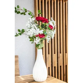 2474U Kunstblumenstrauß rot weiß, Künstliches Blumen-Bouquet 50 cm Elke - Rot/Weiß/Grün