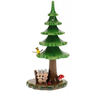 Hubrig Volkskunst GmbH Dekofigur Sommerbaum mit Holzstapel 16cm -