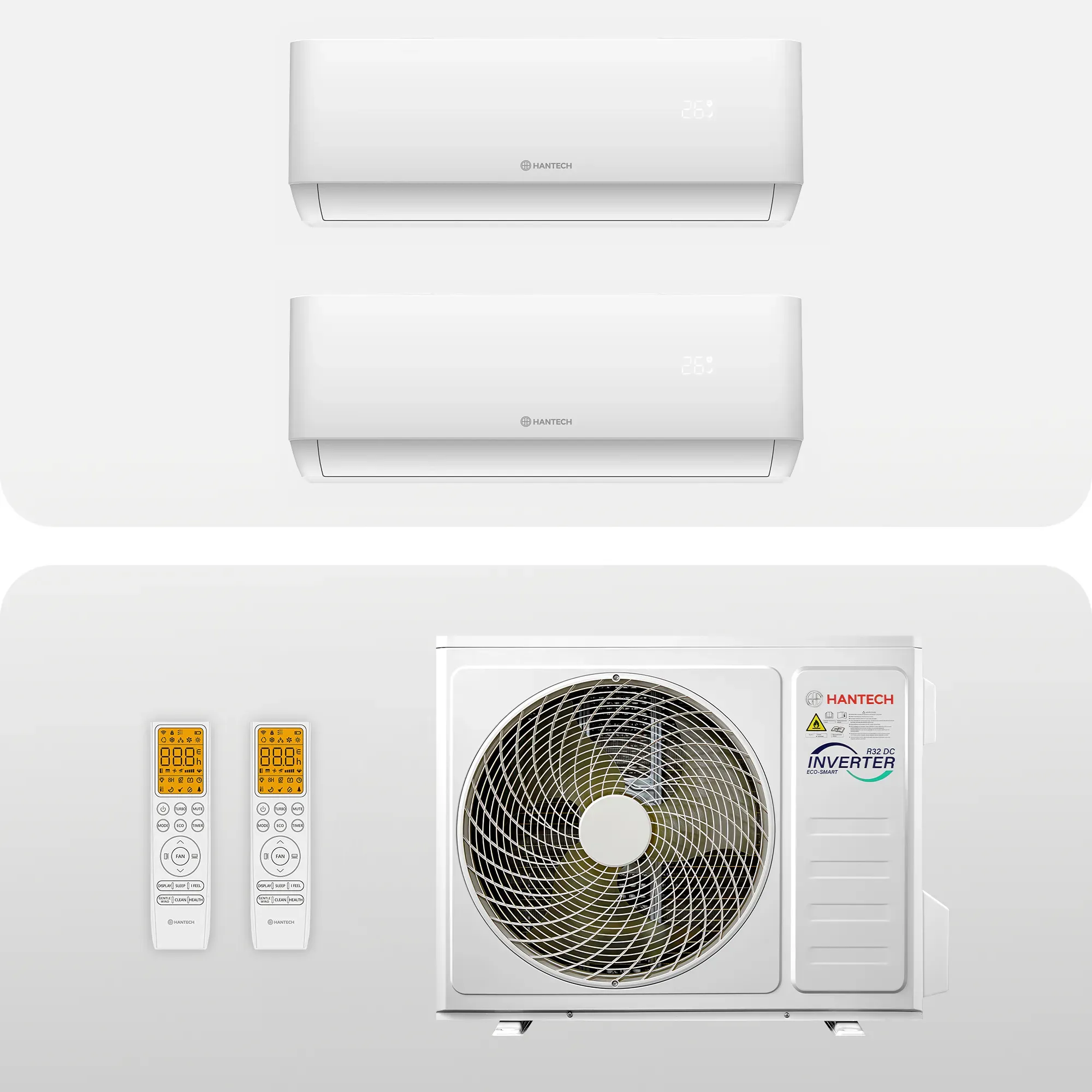 Hantech Multisplit Klimaanlage 2 x 12.000 BTU (3,4kW) - WiFi - HPro