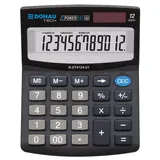 Donau Elektronik DONAU TECH Tischrechner 12-Stellig Wurzelfunktion/ 12,5 x 10 x 2,7 cm/Schwarz/Rechner mit 12-stelliger Anzeige/Dual-Power Solar - Batteriebetrieb/Kompaktes Design